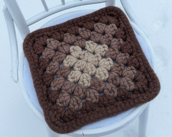 Wool felt chair pads Granny square beige brown