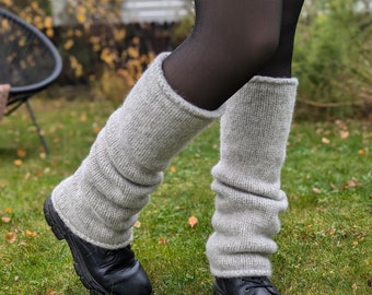 Felted Wool Leg Warmers – Light Ash Gray Knit