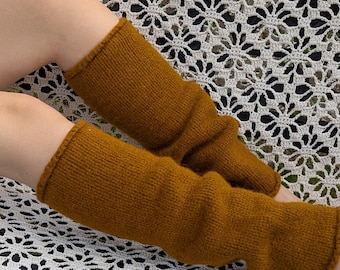 Felted wool leg warmers Cognac Brown