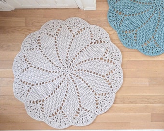 Round Crochet Doily Rug Wool Felt - Oversized boho doily rug - Retro style giant doily rug - Bedside rugs