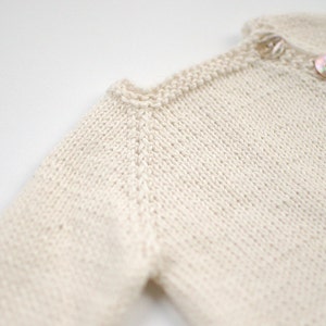 Baby Alpaca baby sweater Hand knit organic alpaca Baby Cardigan Newborn Girl Boy Natural organic white baby alpaca shell buttons image 2