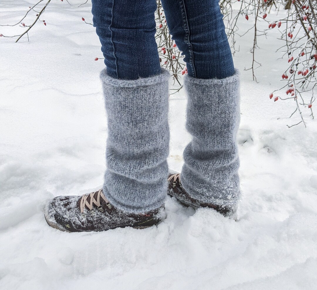 Boiled Wool Leg Warmers Ice Blue Knit Felted Leg Warmers Etsy