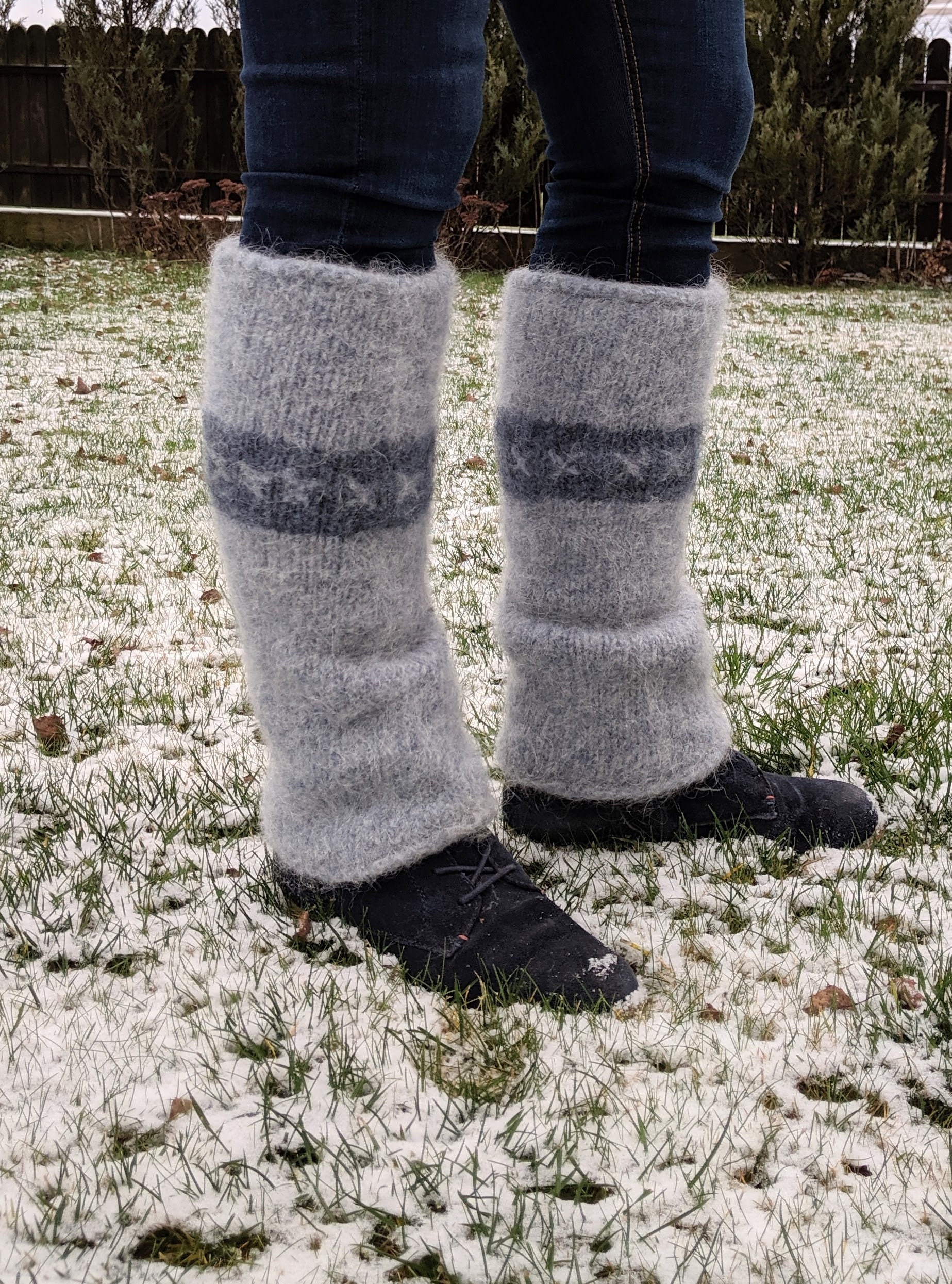 Big Thick Icelandic Wool Leg Warmers Ice Blue Nordic Knit Etsy