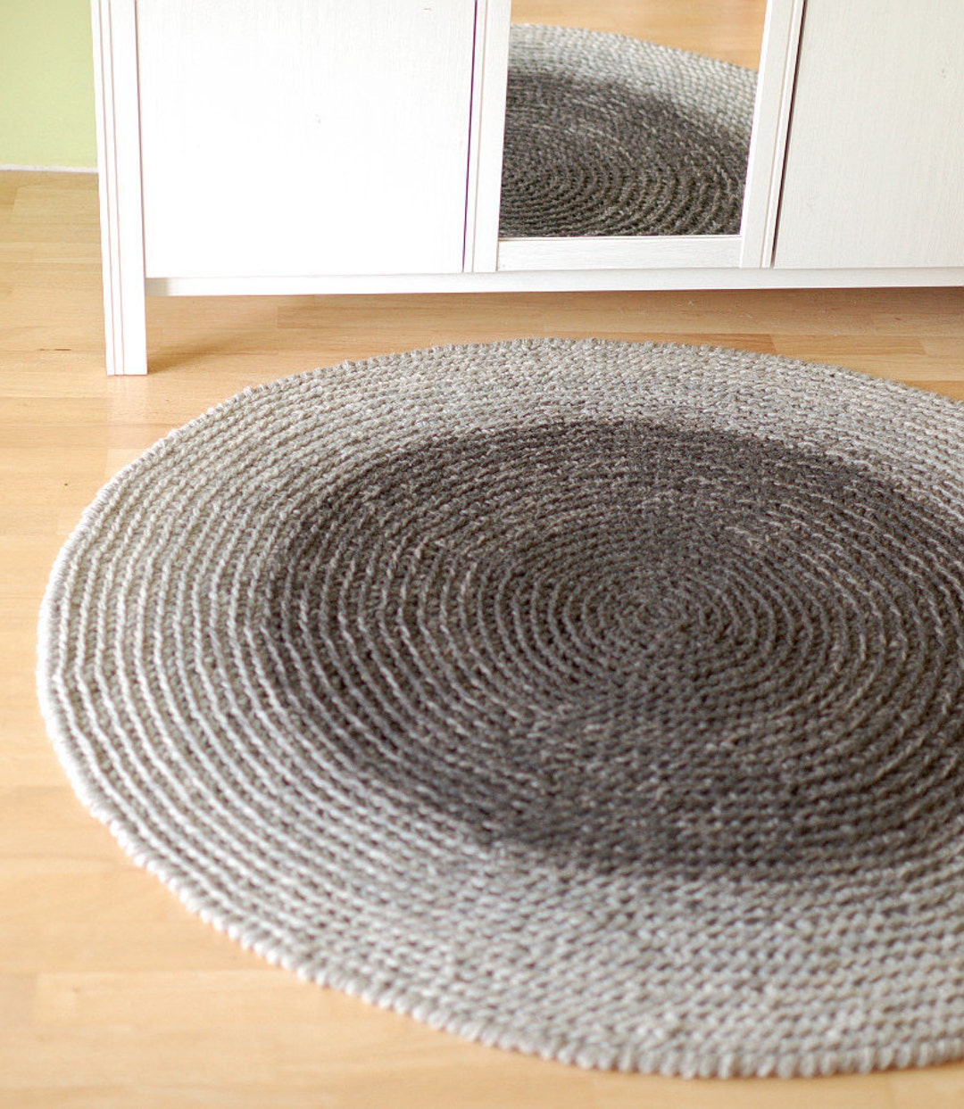 Round Grey Rug Wool Round Crochet 100% Wool Rug Big Natural Gray Ombre Bedroom - Etsy