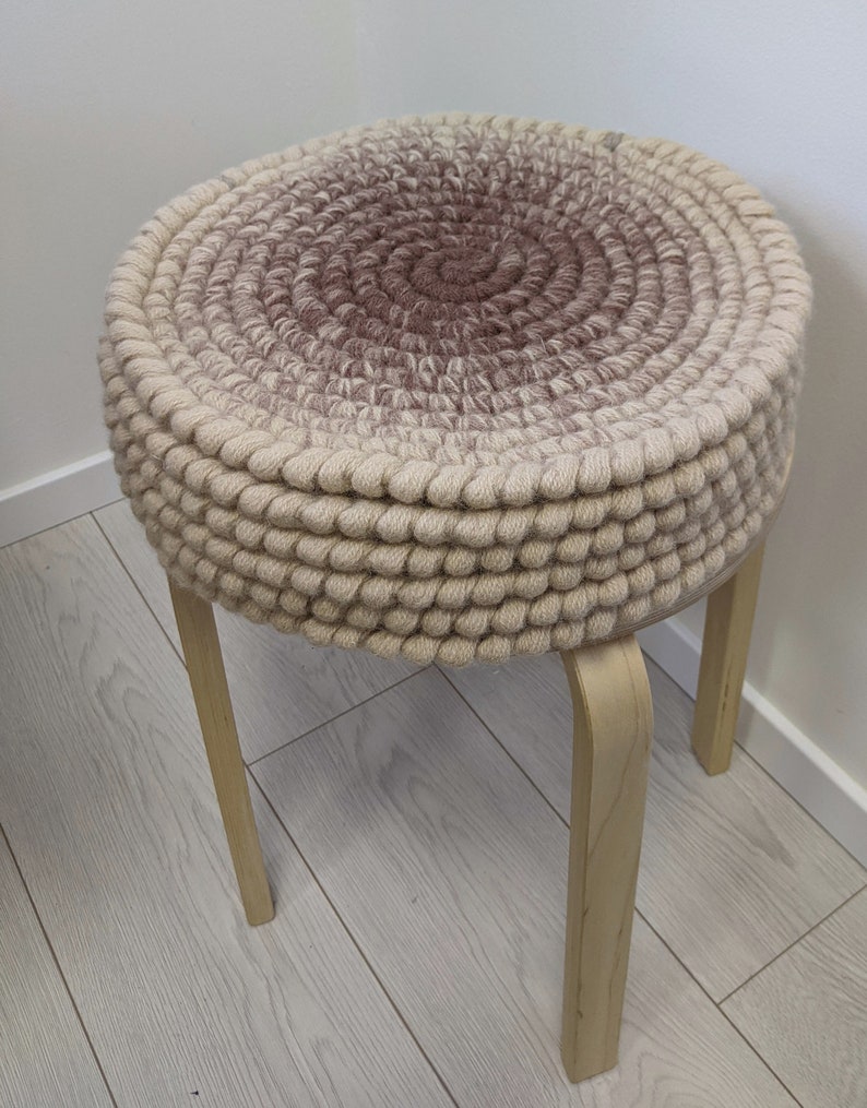 Set of 6 Chair Pads Wool Felt Round Crochet Natural Wool Etsy