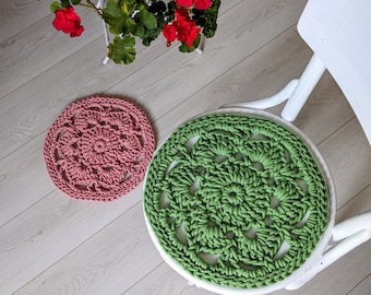 Handmade Round chair pad cushion Green - Cottagecore Summer gift home decor