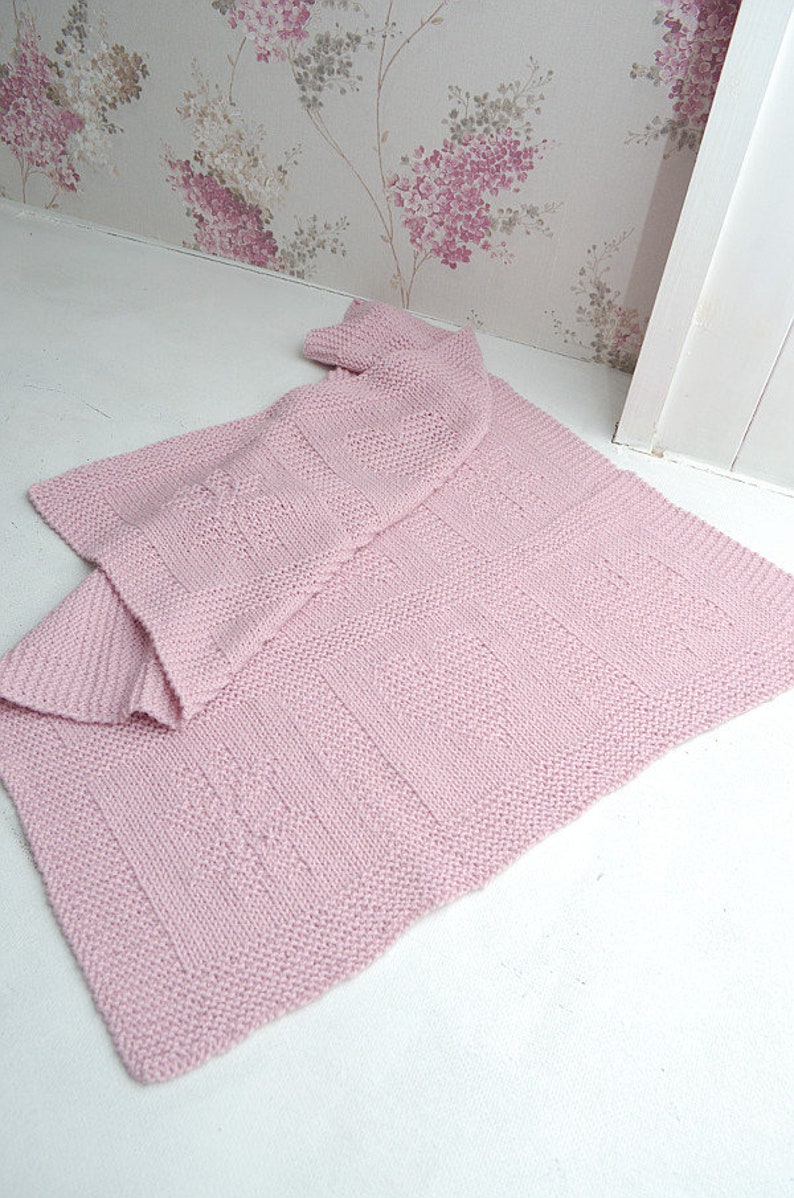 Butterfly heart star baby blanket Reversible blanket 100/% natural wool hanknit Pink Baby Blanket Knit merino wool alpaca