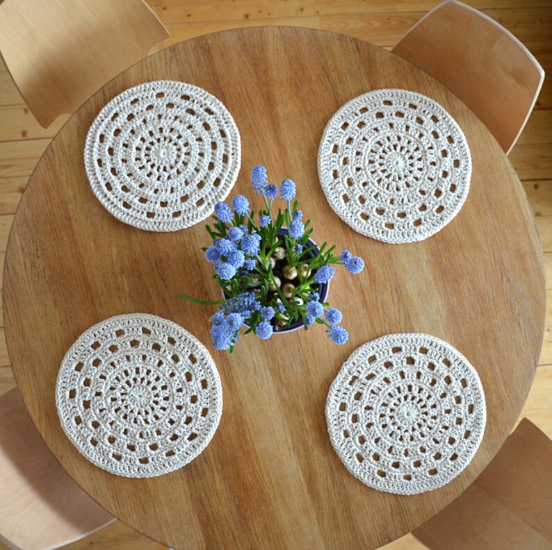 Round Placemats Doilies Set Cotton Crochet Placemats Summer Etsy