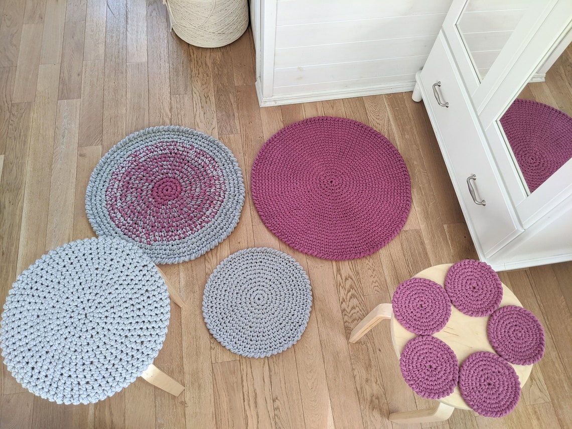 Purple - Handmade Cotton Coasters (Set of 2) 55