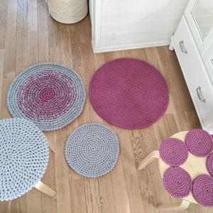 Ensemble de sous-verres violets crochet coton recyclé Boire sous-verres décor de table naturel image 5