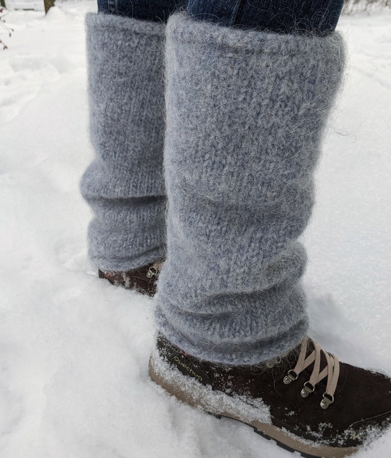 Boiled Wool Leg Warmers Ice Blue Knit Felted Leg Warmers Etsy