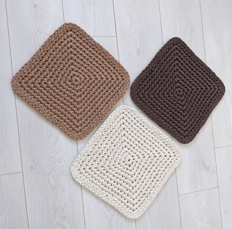 Chair Pads Square Coffe With Milk Colours Crochet Seat Etsy