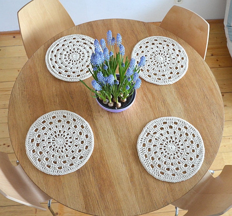 Round Placemats Doilies Set Cotton Crochet Placemats Summer Etsy