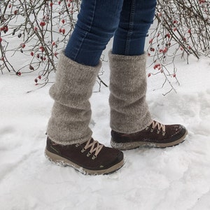 Natural icelandic wool leg warmers Big Thick Warmest Knitted felted leg warmers 100% organic wool image 3