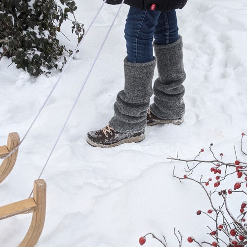 Felt Wool Leg Warmers Gray Knit Felt Knee Length Leg Warmers Etsy