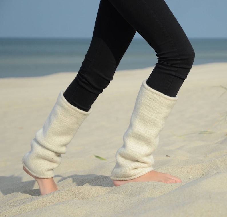 Felt wool leg warmers white pink Knit felt leg warmers Etsy
