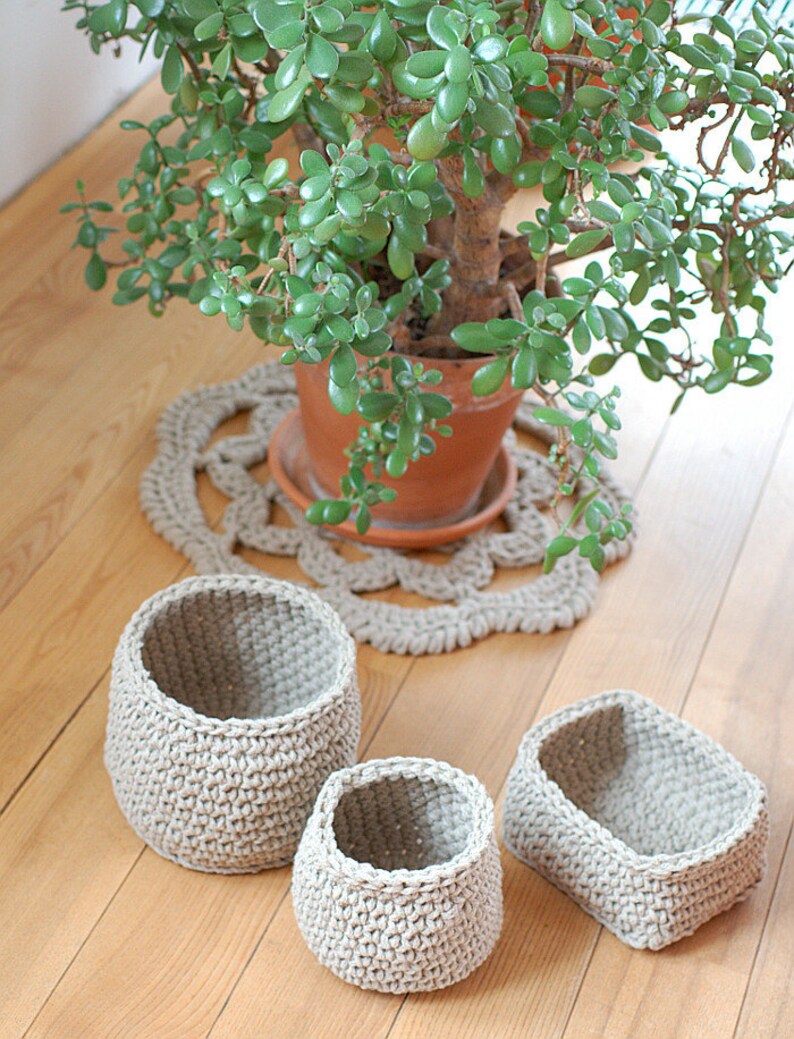 Linen Basket Rope Crochet Bread Basket Natural Linen Flax Etsy