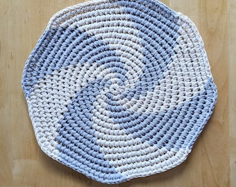 Cotton round table placemats crochet grey white eco friendly gift - Hot Pad trivet