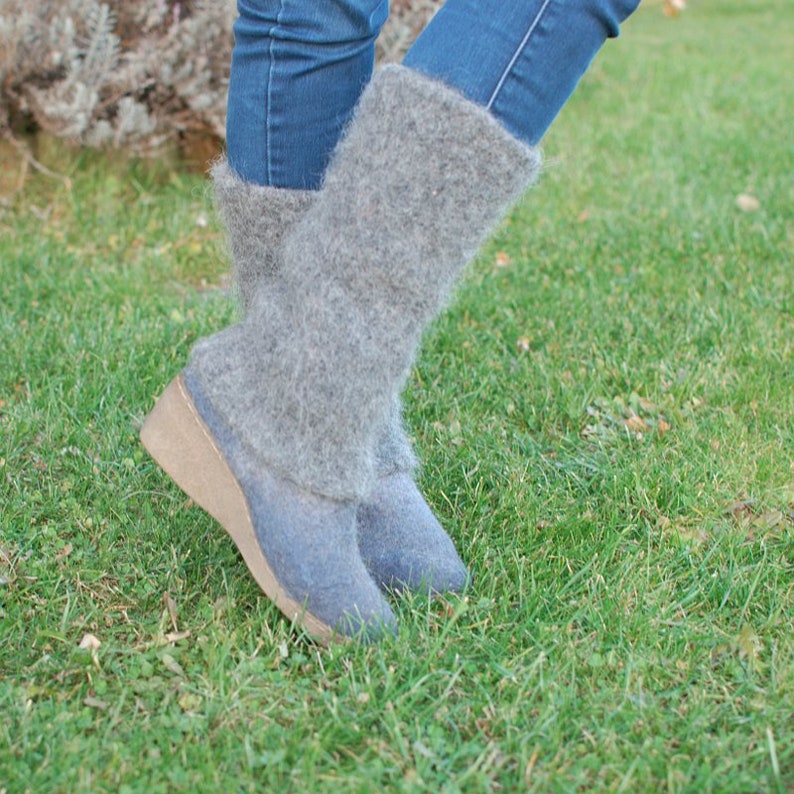 Icelandic Wool Leg Warmers Gray Knitted Felted Leg Warmers Etsy