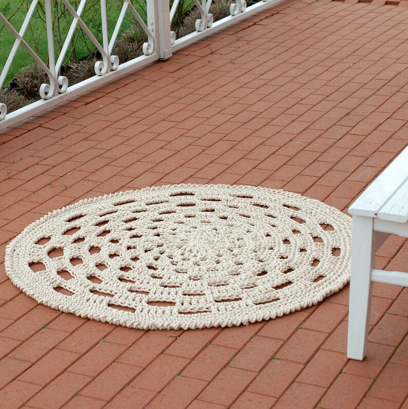 Crochet Carpet Big Round Rug Boho Cotton Rope Crochet Rug Etsy