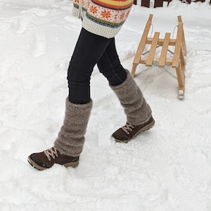 Natural icelandic wool leg warmers Big Thick Warmest Knitted felted leg warmers 100% organic wool image 1