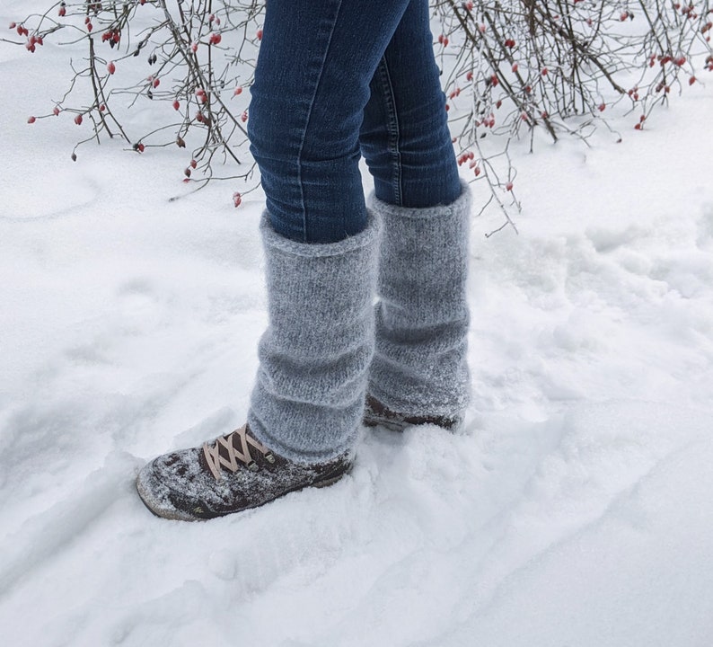 Boiled Wool Leg Warmers Ice Blue Knit Felted Leg Warmers Etsy