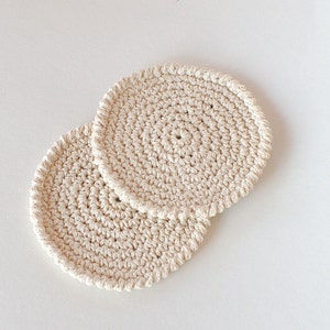 Set of hand crocheted cotton coasters Set of cream coasters and a teapot pad image 3