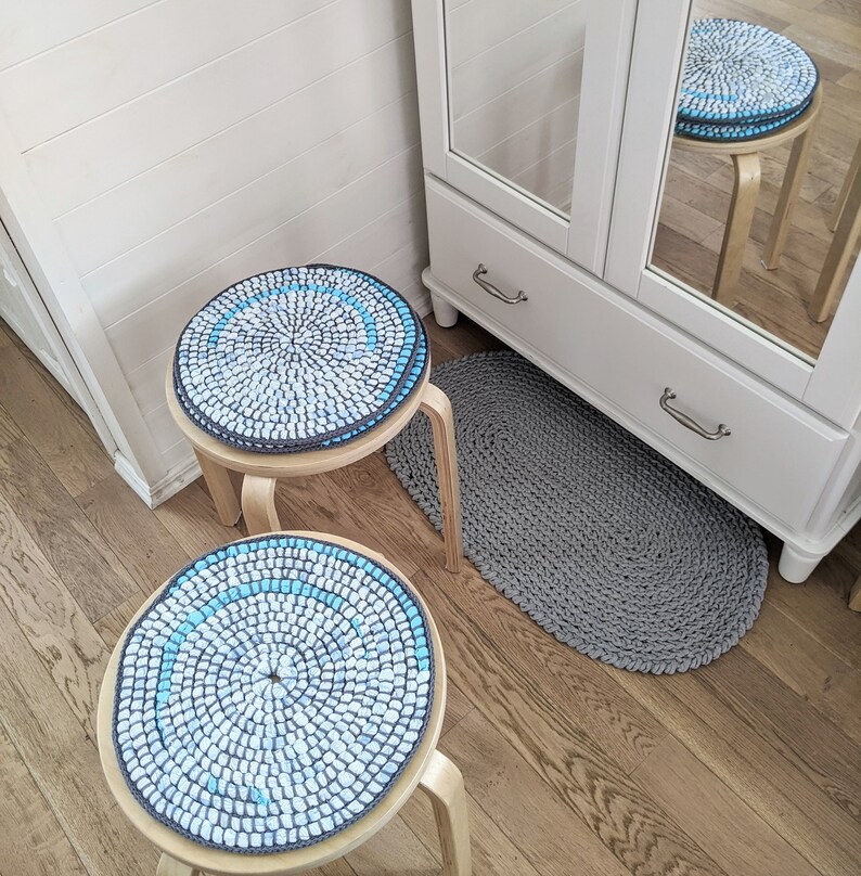 Handmade Recycled chair pads crochet cotton Seat cushions Etsy