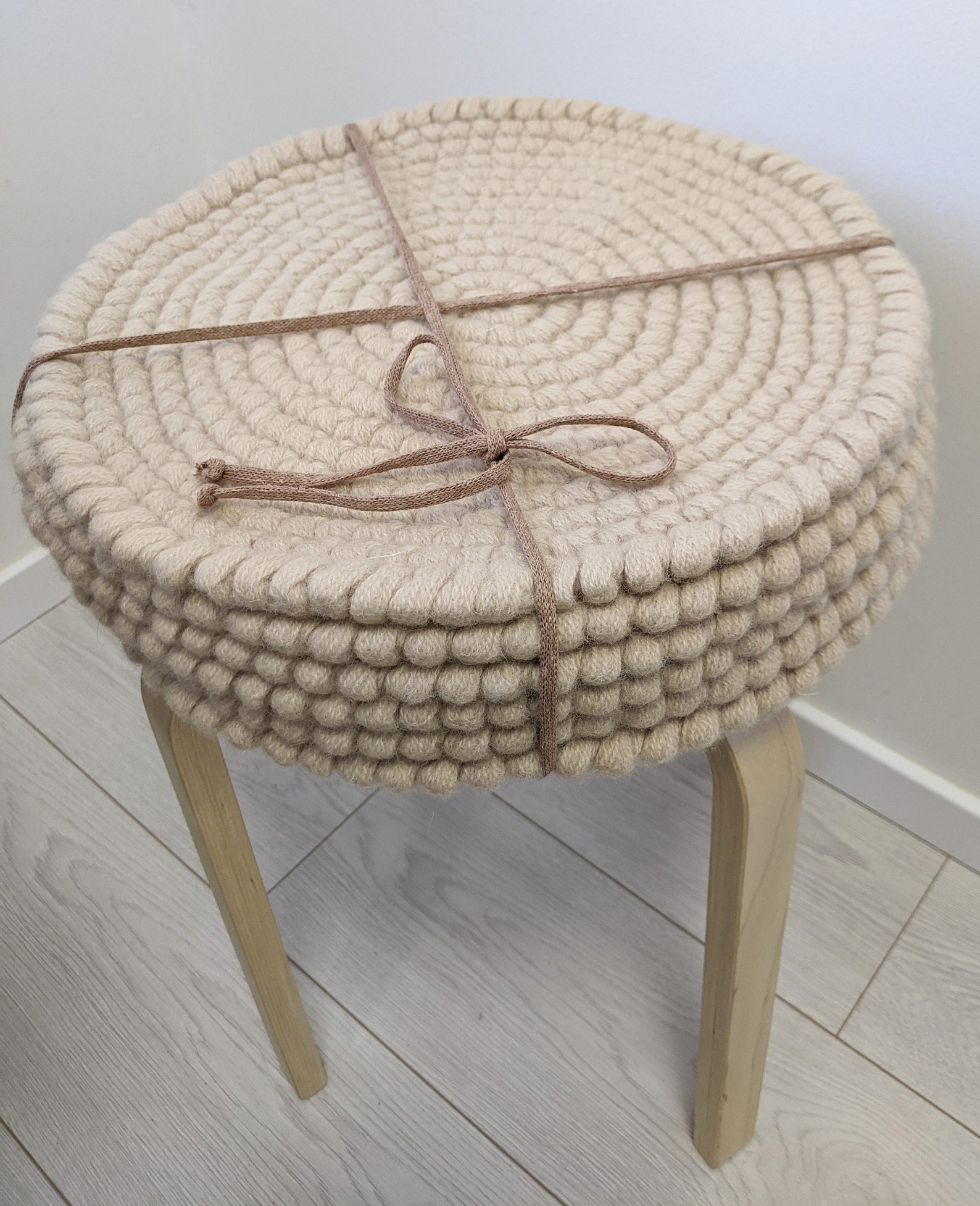 Set of 6 Chair Pads Wool Felt Round Crochet Natural Wool Etsy