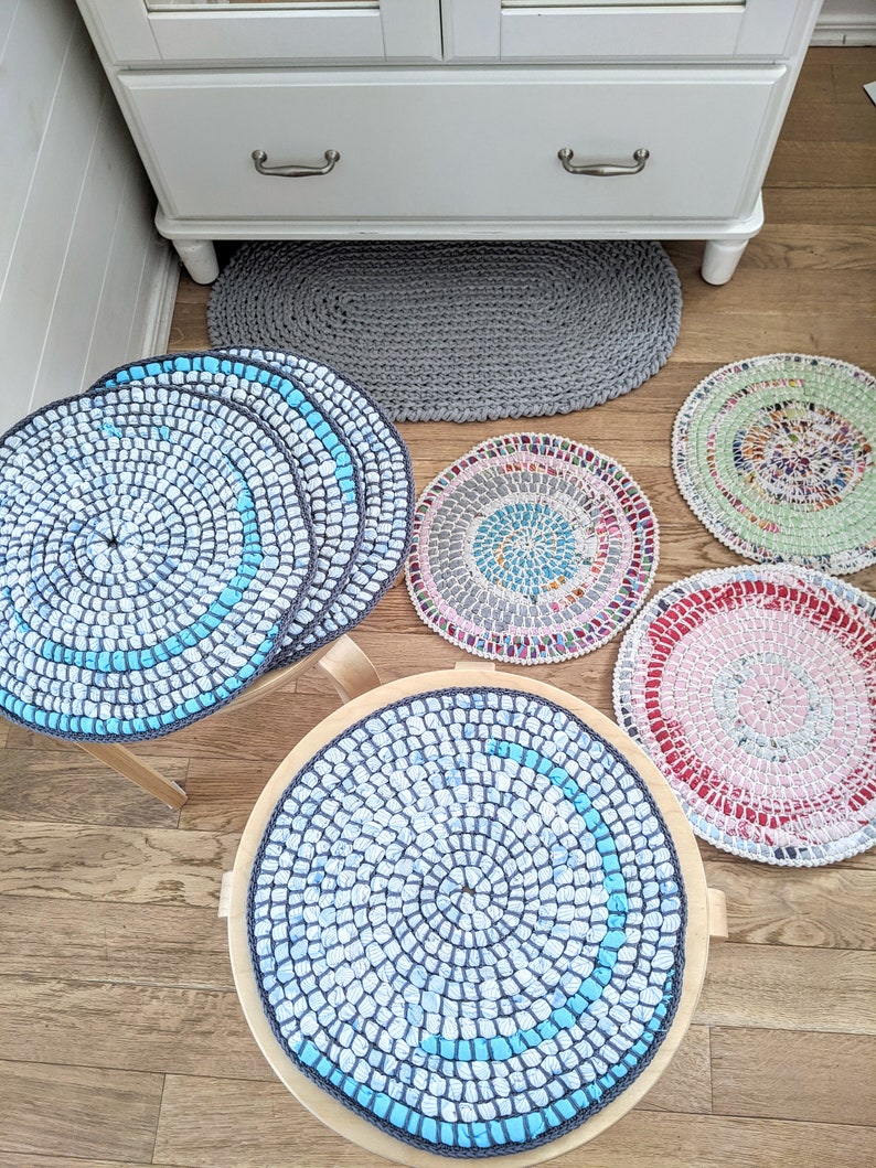 Handmade Recycled chair pads crochet cotton Seat cushions Etsy