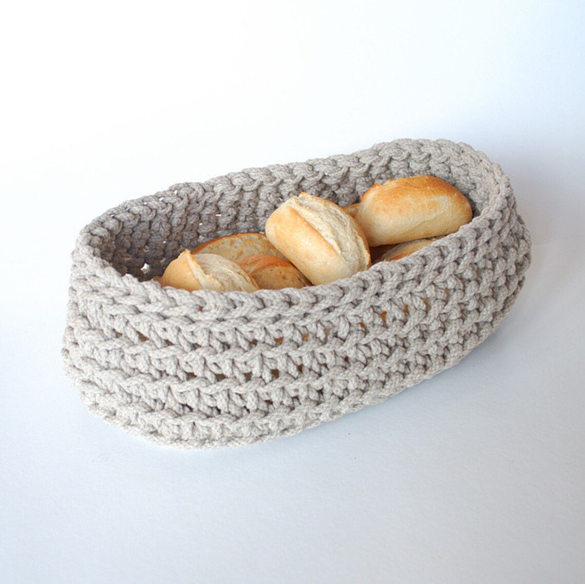 Bread Basket Crochet Linen rope Bread Bowl Natural linen Etsy