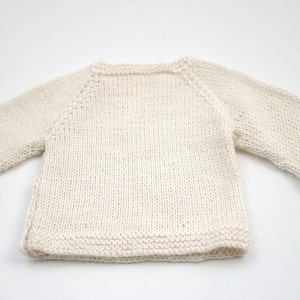 Baby Alpaca baby sweater Hand knit organic alpaca Baby Cardigan Newborn Girl Boy Natural organic white baby alpaca shell buttons image 5