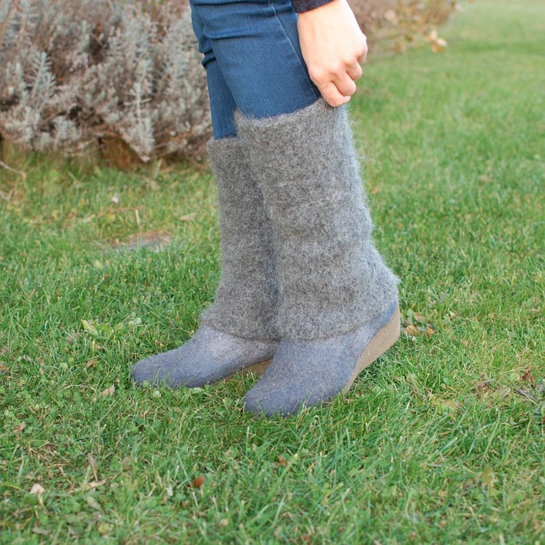 Icelandic Wool Leg Warmers Gray Knitted Felted Leg Warmers Etsy