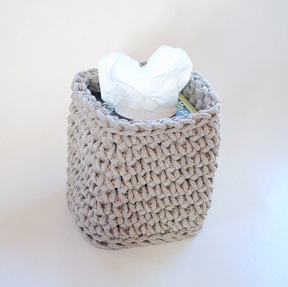 Linen tissue box cover Natural linen rope crochet box flax Etsy