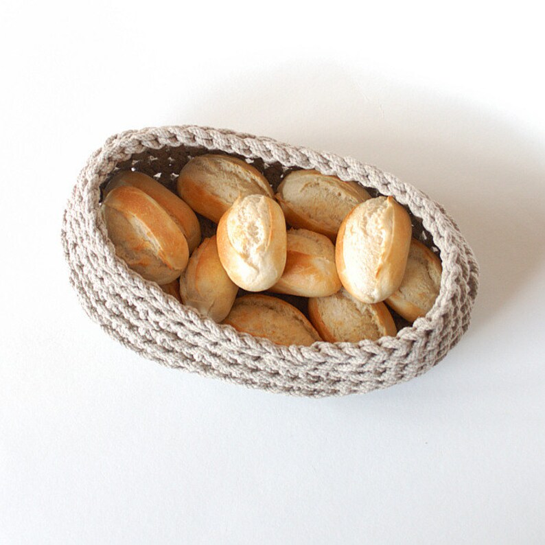 Bread Basket Crochet Linen rope Bread Bowl Natural linen Etsy