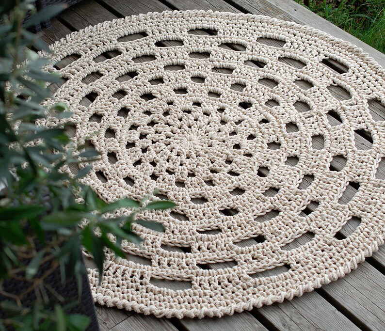 Crochet carpet Big Round Rug Boho cotton rope crochet rug Etsy