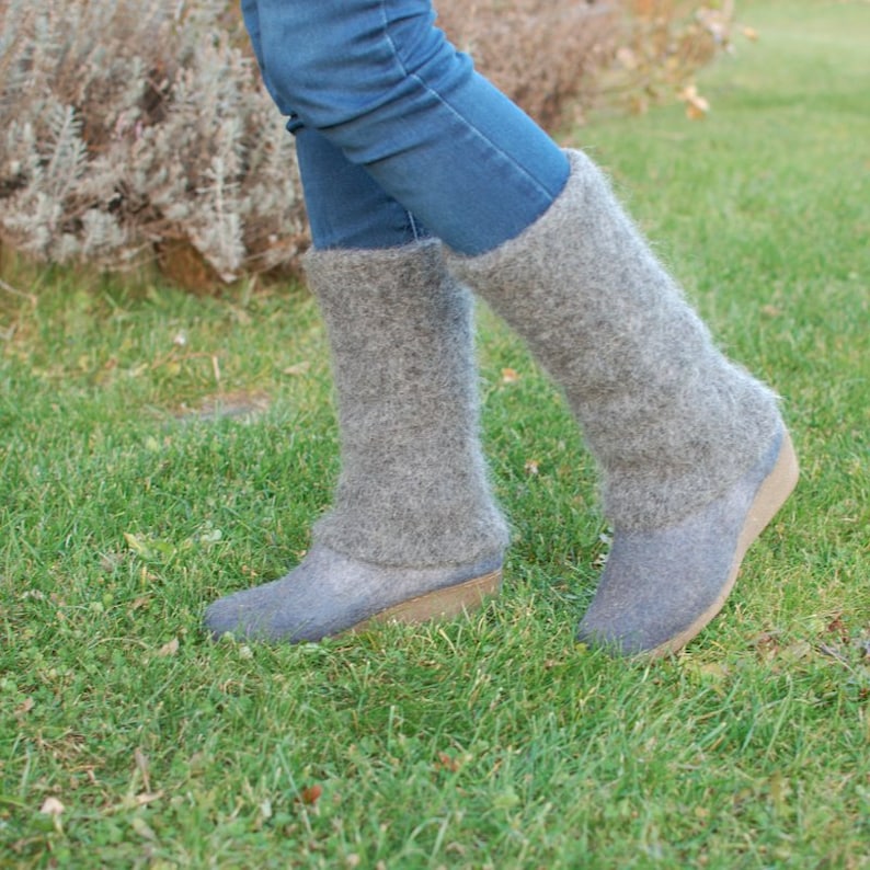 Icelandic Wool Leg Warmers Gray Knitted Felted Leg Warmers Etsy