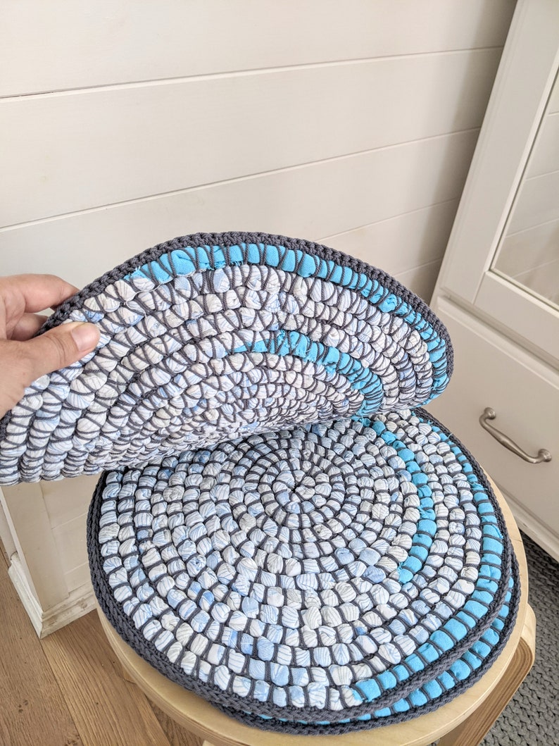 Handmade Recycled Chair Pads Crochet Cotton Seat Cushions Etsy