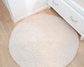 Round rug crochet wool beige oatmeal - crochet round rug - Bedroom rug home decor wool carpet