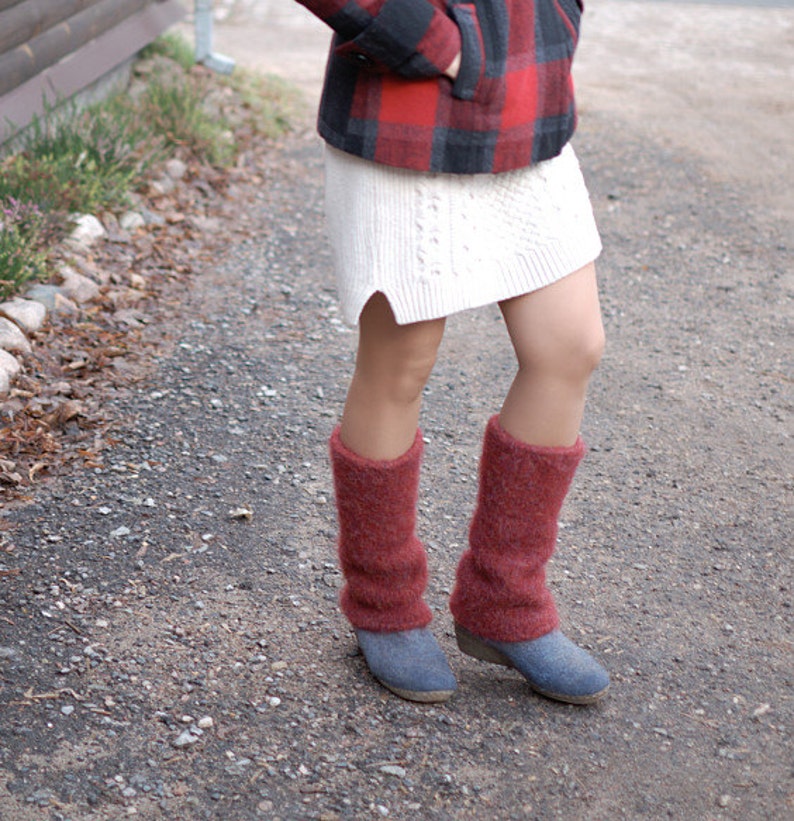 Boiled Wool Leg Warmers Bordeaux Maroon Knit Felted Leg Etsy