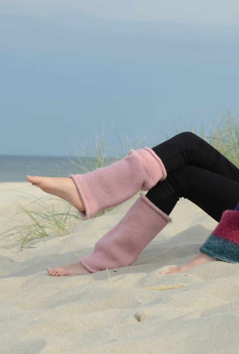 Felt Wool Leg Warmers White Pink Knit Felt Leg Warmers Etsy