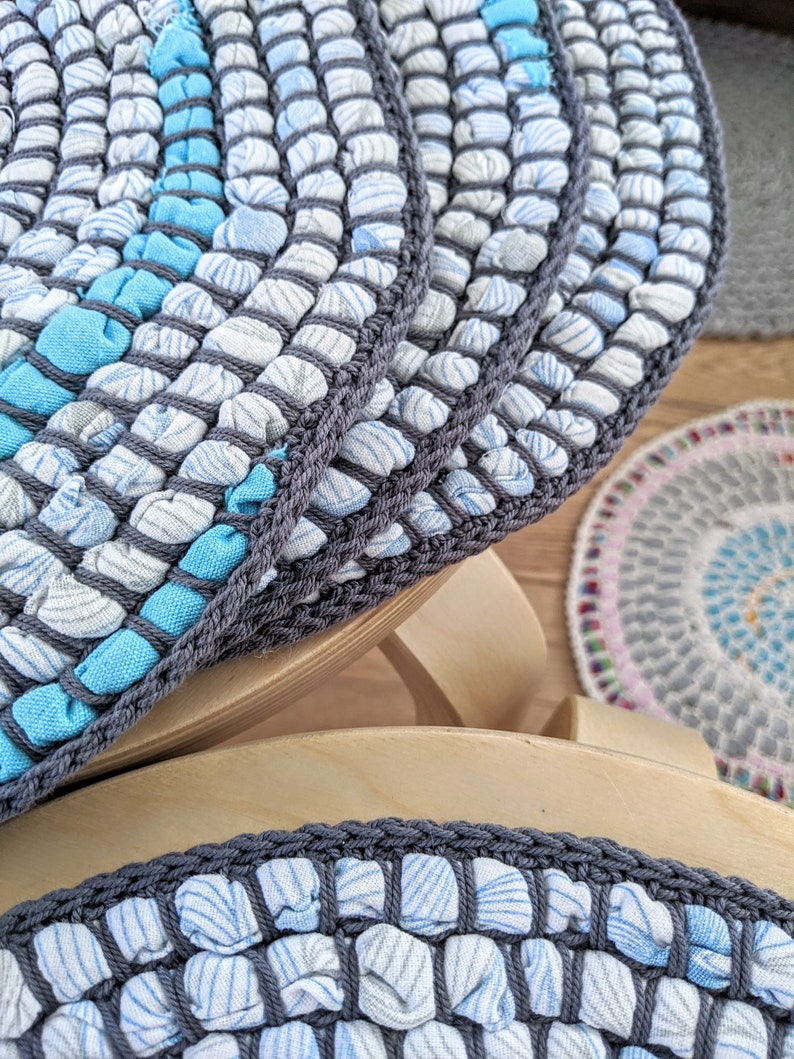 Handmade Recycled chair pads crochet cotton Seat cushions Etsy