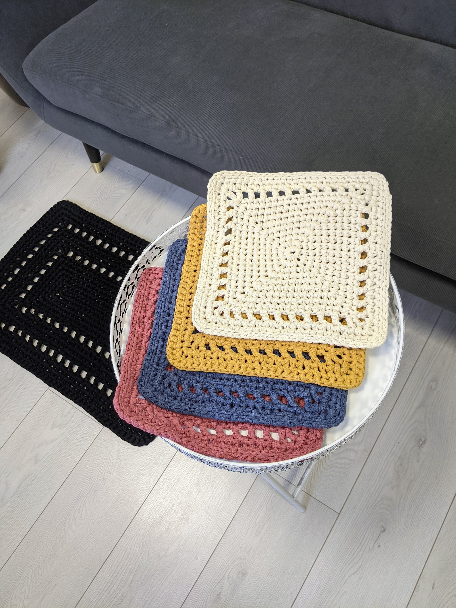 Square Placemats Crochet Retro Cotton Crochet Rustic Etsy