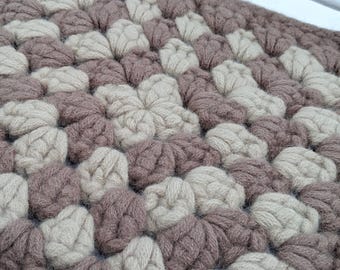 Wool chair pads felted granny square brown beige Farmhouse gift