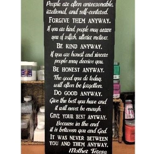 Mother Teresa Quote Art Print Do It Anyway Wall Art Etsy