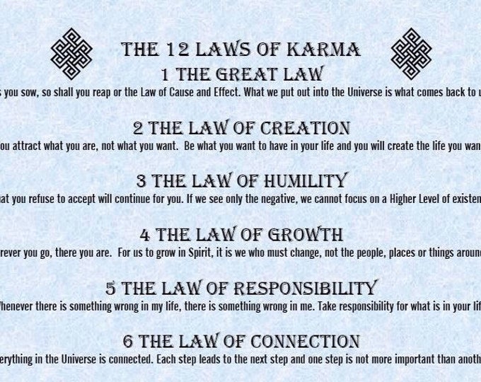 12 Laws of Karma, Yoga Art, Karma Wall Art, Cause and Efect - Etsy