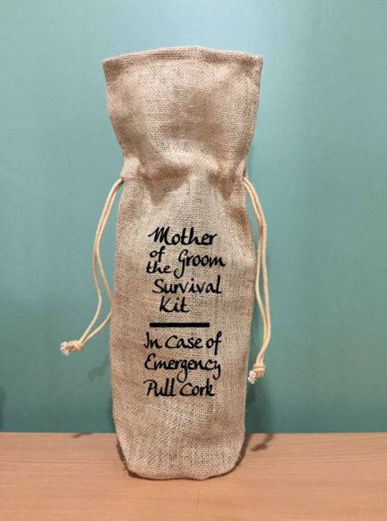 Burlap gift bag mother of the groom gift wedding back burlap wine bag wedding gift