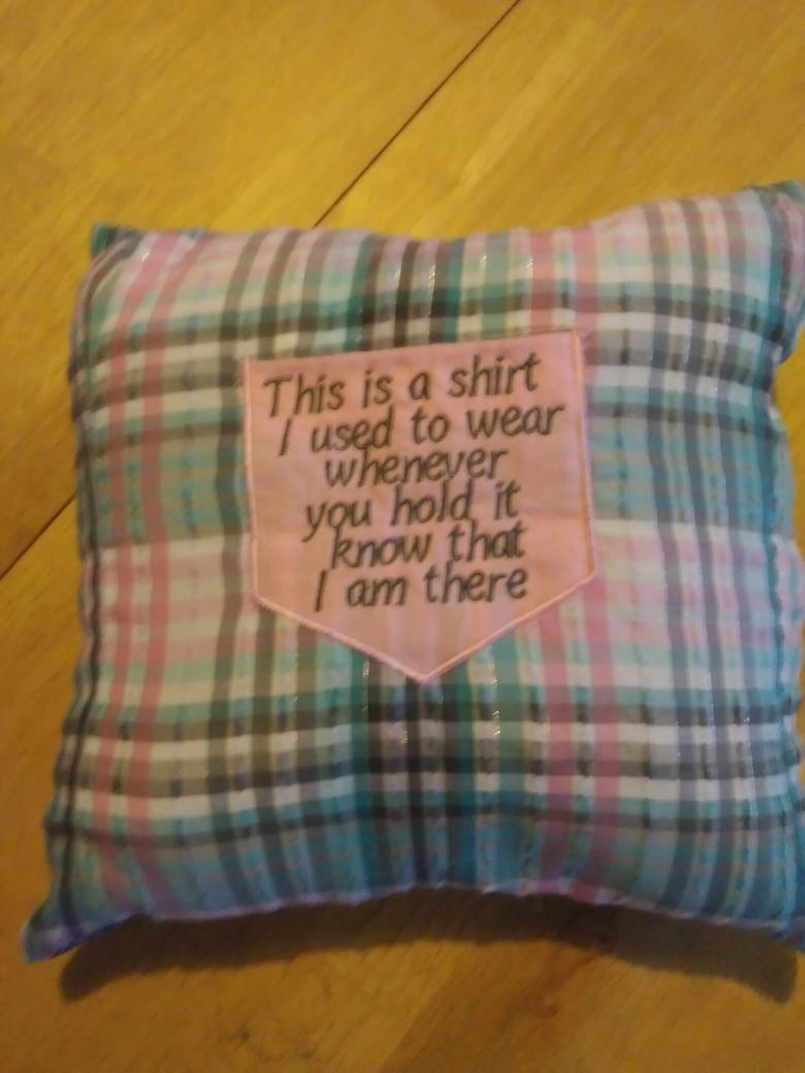 Memory Pillow, Personalized, Shirt Pillow, Embroidery Made From Your Own Shirt and Returned
