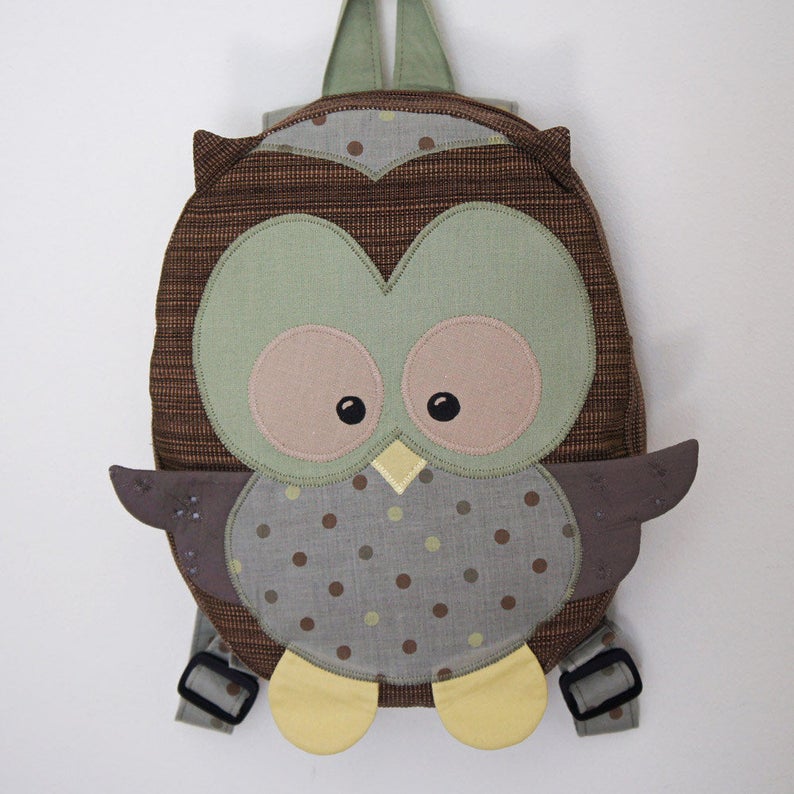 Owl backpack for children, kids backpack DIY tutorial PDF sewing pattern instant download image 1