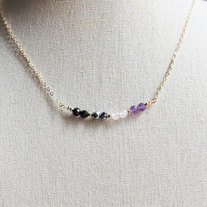 Empath Protection Necklace｜Minimalist Black Tourmaline, Hematite, Rose Quartz, Amethyst｜14K Gold Plated｜Energy Protection Crystal Jewelry